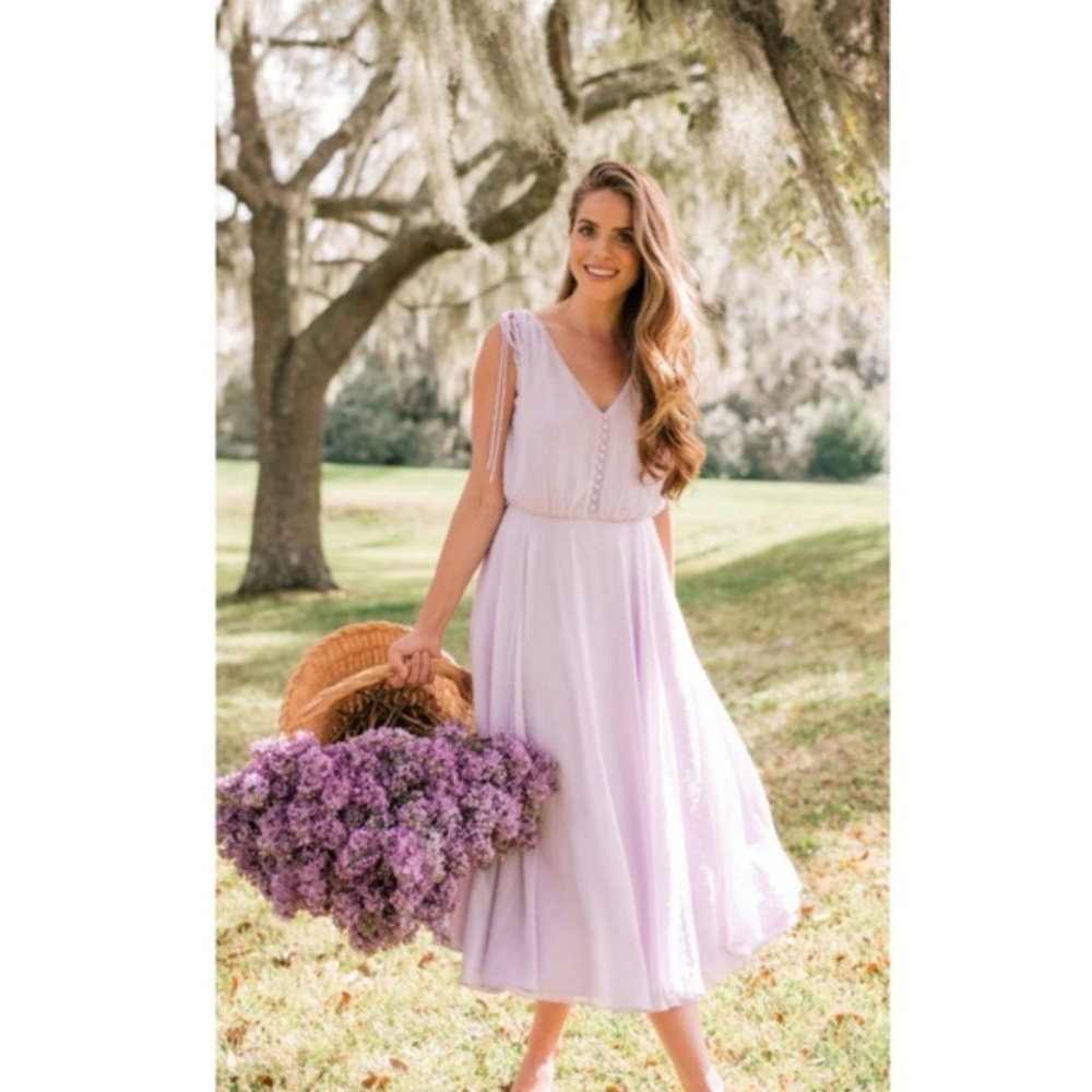 Gal Meets Glam Swiss Dot Chiffon Midi Dress - 18